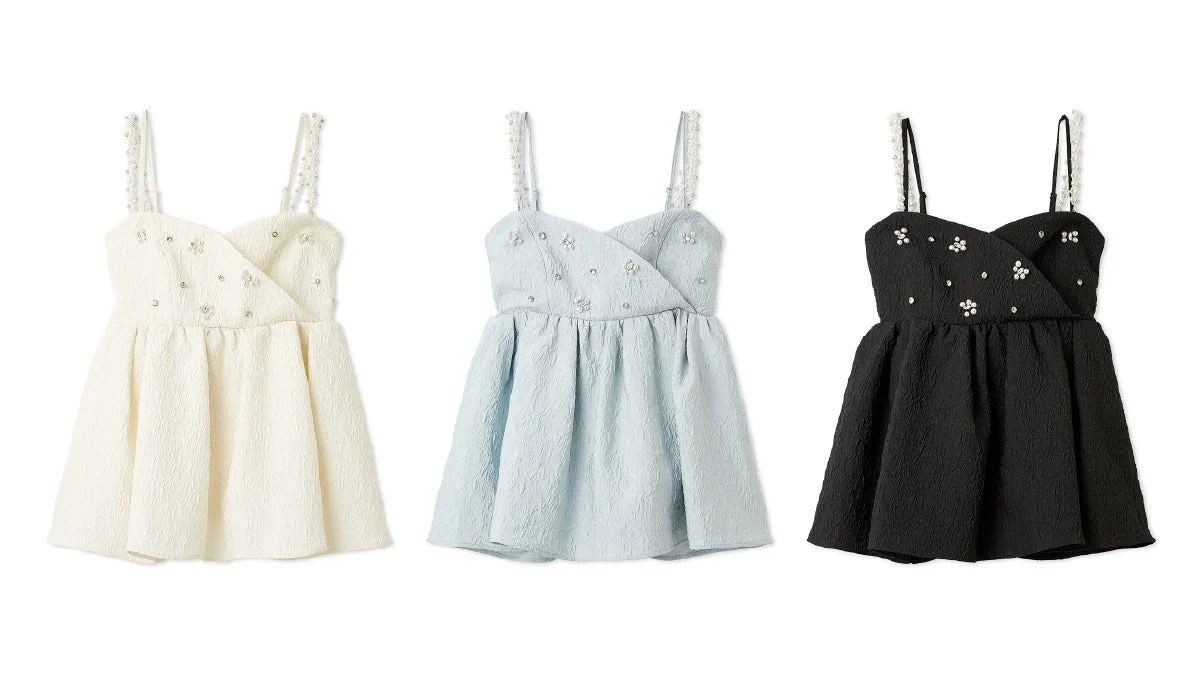 ビッグリボンビジューペプラムトップス