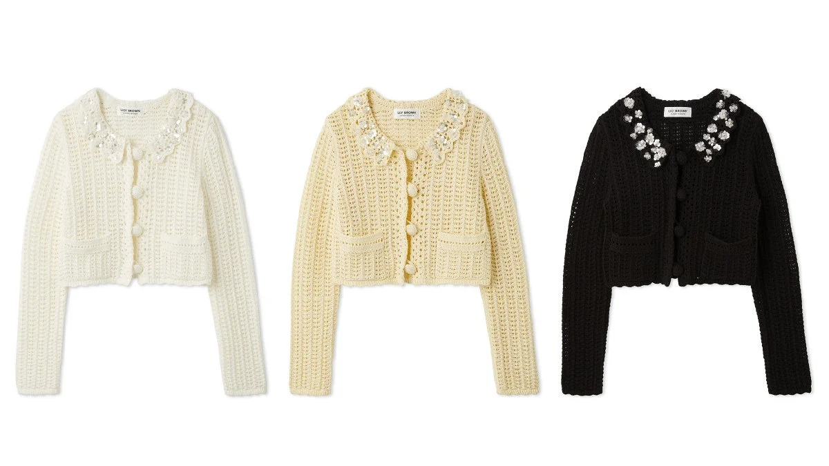 クロシェ編みビジューニットカーディガン