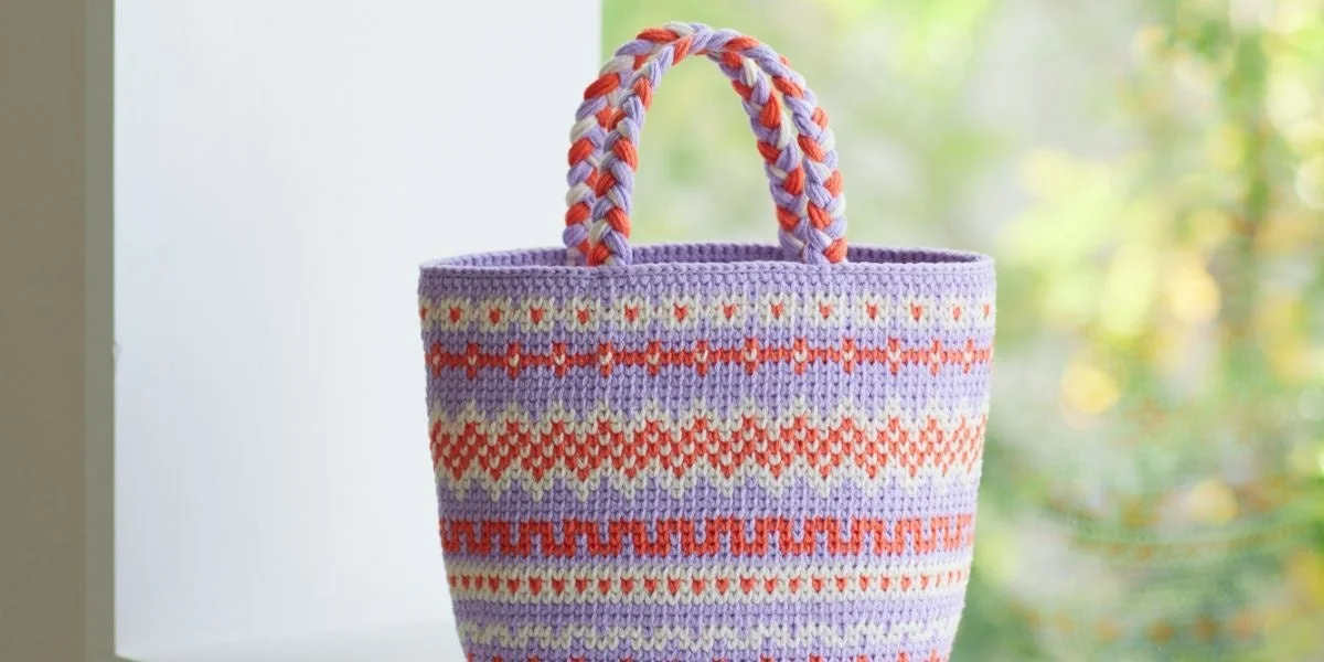 フェアアイル柄の手編みバッグ